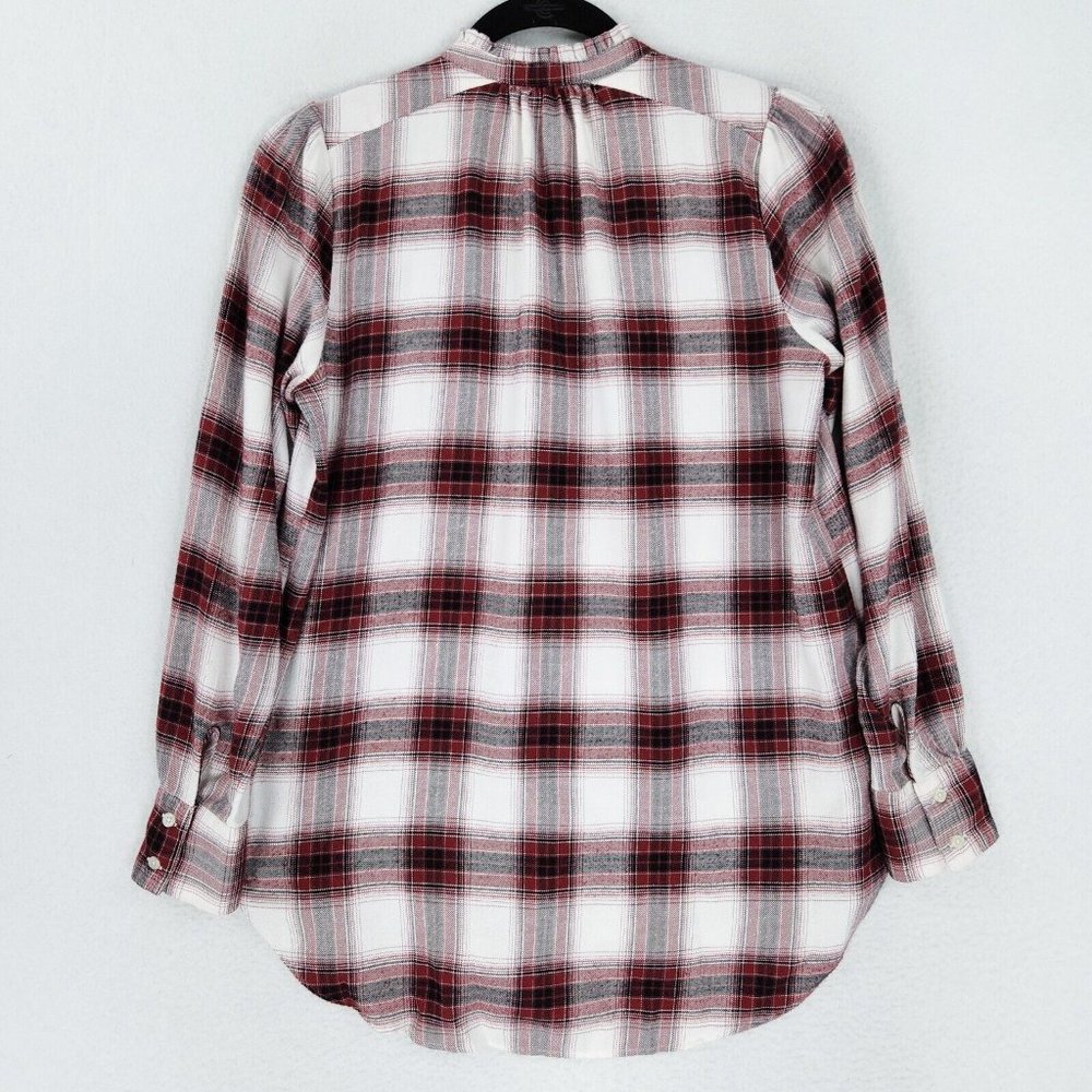Ann Taylor LOFT Shirt Women Small Red White Plaid Button Down Long Sleeve Casual - Picture 9 of 11